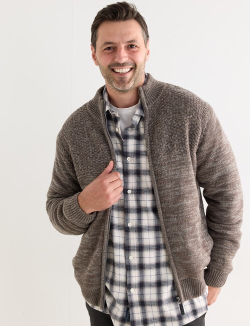 Chisel Sherpa Lined Zip Through Knitwear Jumper, Fawn Marle product photo