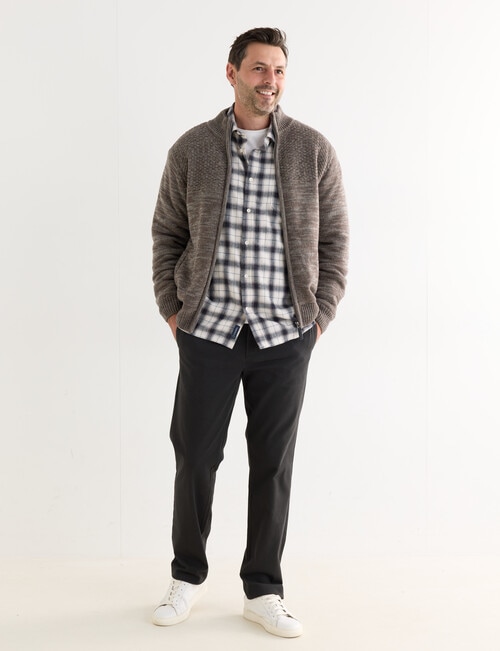 Chisel Sherpa Lined Zip Through Knitwear Jumper, Fawn Marle product photo View 03 L