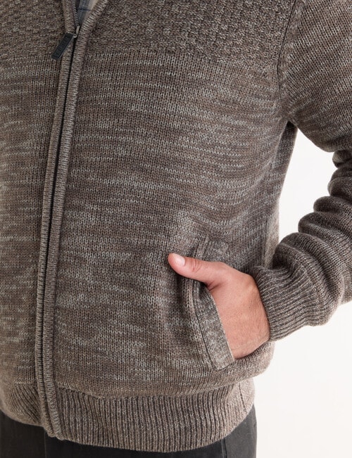 Chisel Sherpa Lined Zip Through Knitwear Jumper, Fawn Marle product photo View 05 L