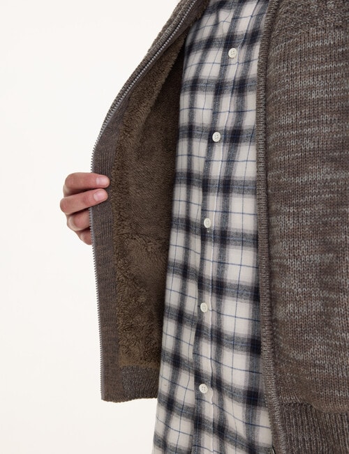 Chisel Sherpa Lined Zip Through Knitwear Jumper, Fawn Marle product photo View 06 L