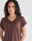 Zest Essential Linen V-Neck Tee, Chocolate product photo