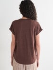 Zest Essential Linen V-Neck Tee, Chocolate product photo View 02 S
