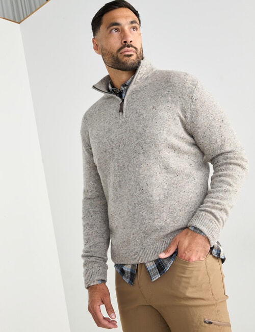 Kauri Trail Dylan Sweater 1/4 Zip, Natural Marle product photo
