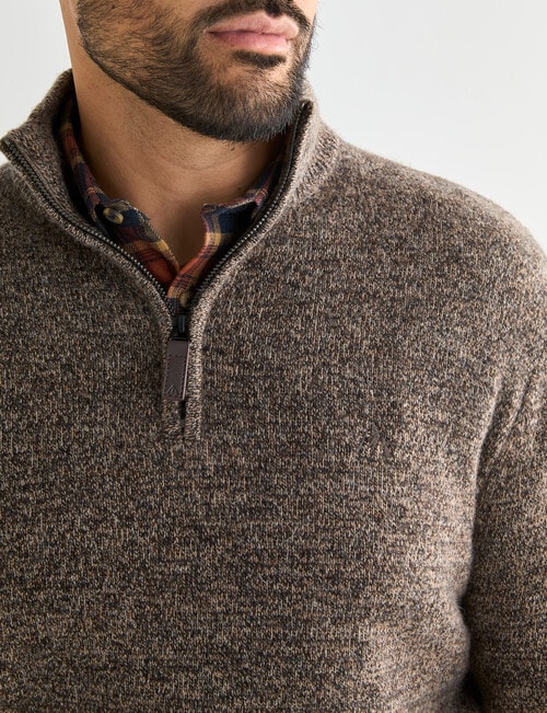 Kauri Trail Dylan Sweater 1/4 Zip, Brown Marle product photo View 04 L
