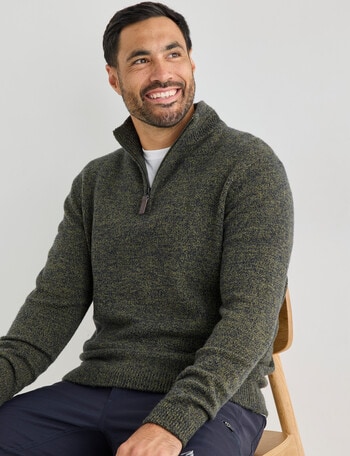 Kauri Trail Dylan 1/4 Zip Sweater, Khaki Marle product photo