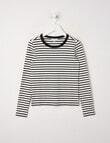 Switch Emma Stripe Long Sleeve Rib Tee, Black & White product photo