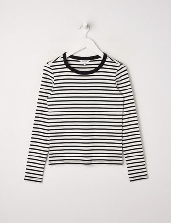 Switch Emma Stripe Long Sleeve Rib Tee, Black & White product photo