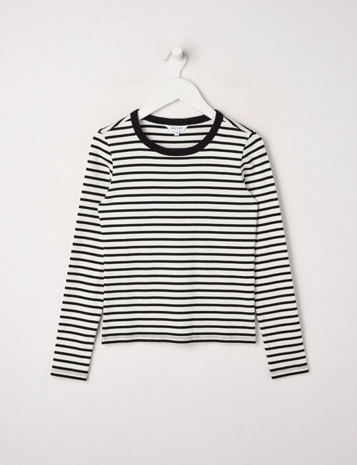 Switch Emma Stripe Long Sleeve Rib Tee, Black & White product photo