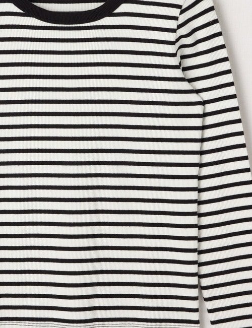 Switch Emma Stripe Long Sleeve Rib Tee, Black & White product photo View 03 L