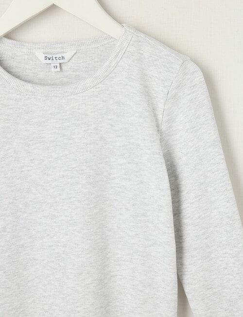 Switch Emma Long Sleeve Rib Tee, Silver Marle product photo View 02 L