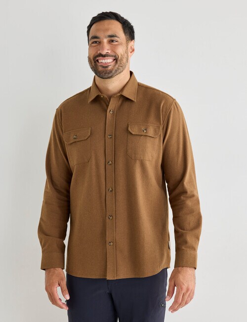 Kauri Trail Glen Long Sleeve Shirt, Tan product photo View 04 L