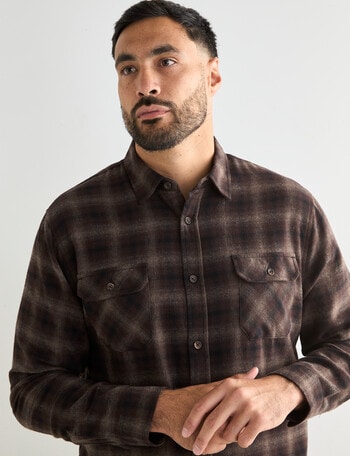 Kauri Trail Tilt Long Sleeve Shirt, Dark Brown product photo
