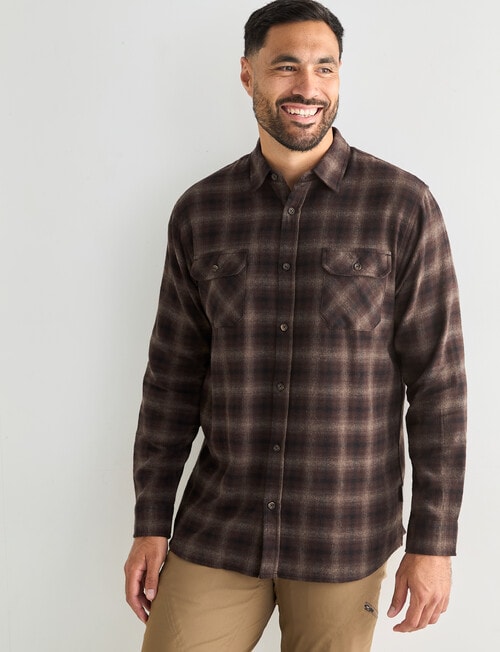 Kauri Trail Tilt Long Sleeve Shirt, Dark Brown product photo View 05 L