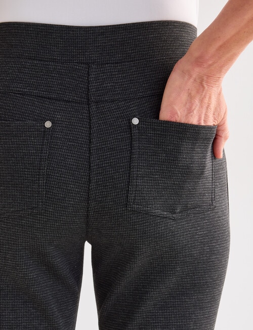 Ella J Ponte Slim Leg Jean, Shorter Length, Black Houndstooth product photo View 05 L