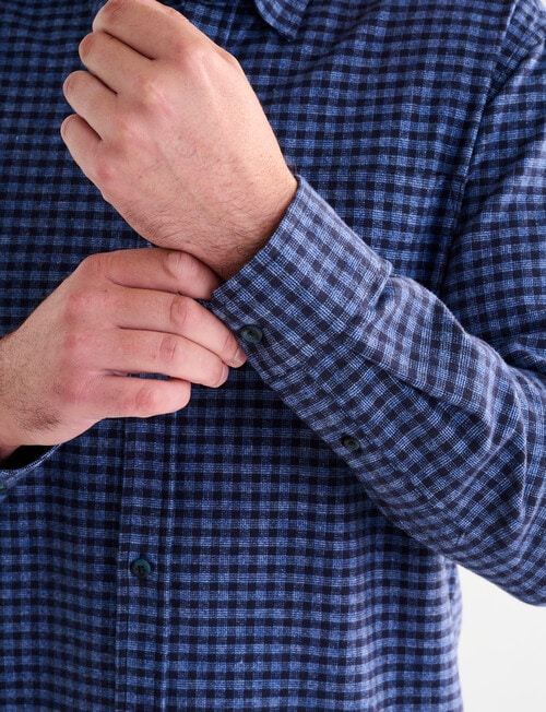 Chisel Mini Check Long Sleeve Shirt, Navy product photo View 06 L