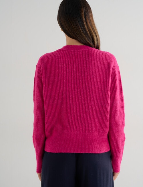 Whistle Rib Cardigan, Berry product photo View 02 L