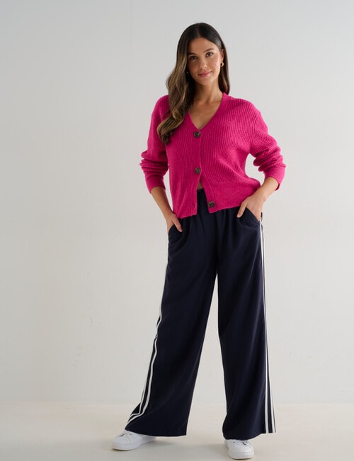 Whistle Rib Cardigan, Berry product photo View 03 L