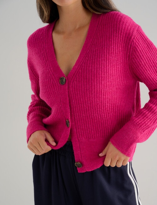 Whistle Rib Cardigan, Berry product photo View 04 L