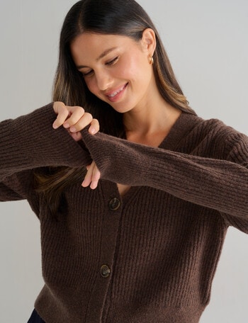 Whistle Rib Cardigan, Chestnut product photo