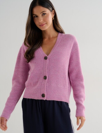 Whistle Rib Cardigan, Lilac product photo