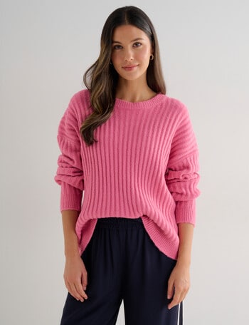 Whistle Rib Drop Shoulder Sweater, Begonia product photo