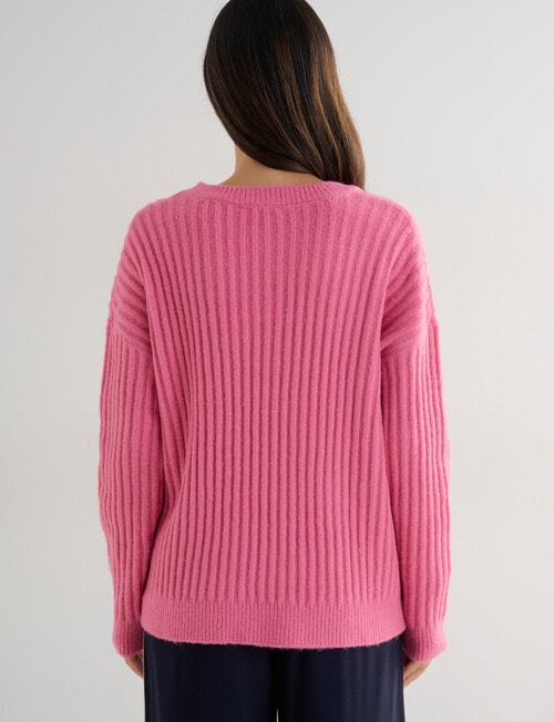 Whistle Rib Drop Shoulder Sweater, Begonia product photo View 02 L