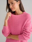 Whistle Rib Drop Shoulder Sweater, Begonia product photo View 05 S