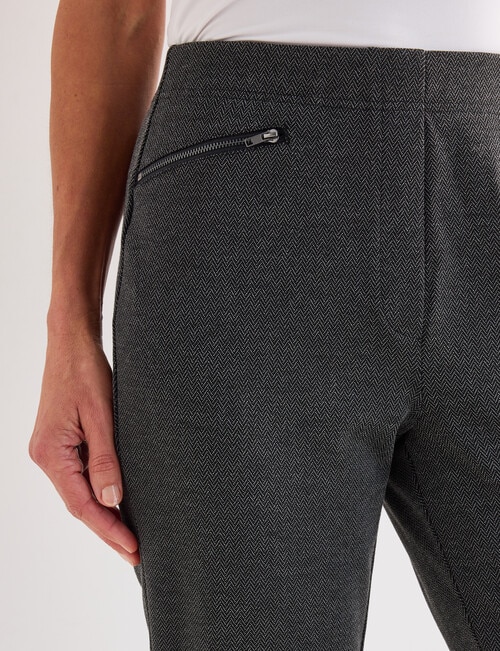 Ella J Ponte Bootleg Pant, Shorter Length, Black Herringbone product photo View 04 L