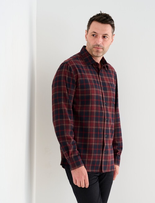 Chisel Flannel Long Sleeve Shirt, Burgundy product photo