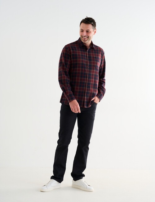 Chisel Flannel Long Sleeve Shirt, Burgundy product photo View 03 L