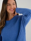 Whistle Rib Drop Shoulder Sweater, Denim Blue product photo View 04 S