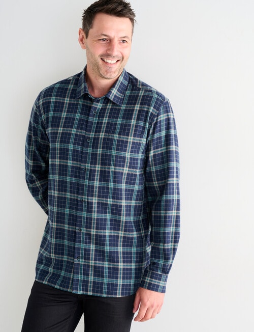 Chisel Flannel Long Sleeve Shirt, Navy product photo