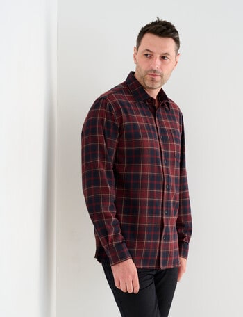 Chisel Flannel Long Sleeve Shirt, Burgundy product photo
