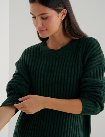Whistle Rib Drop Shoulder Sweater, Forest product photo