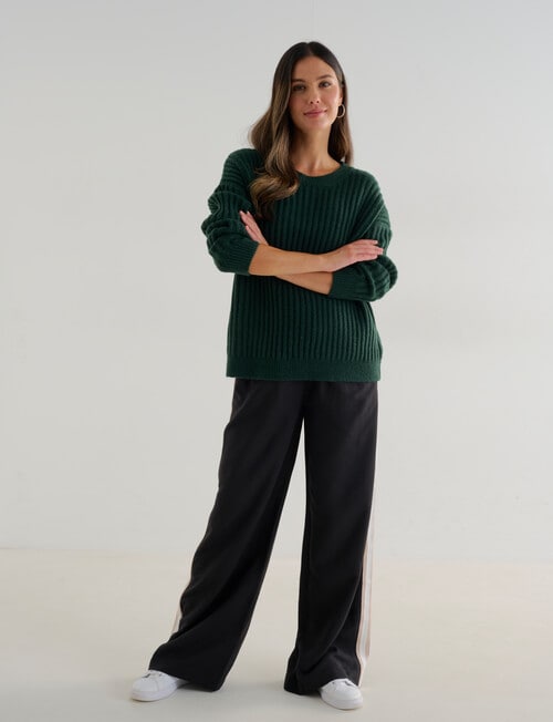 Whistle Rib Drop Shoulder Sweater, Forest product photo View 03 L