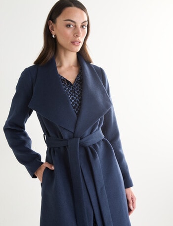 Oliver Black Long Sleeve Wrap Coat, Steel product photo