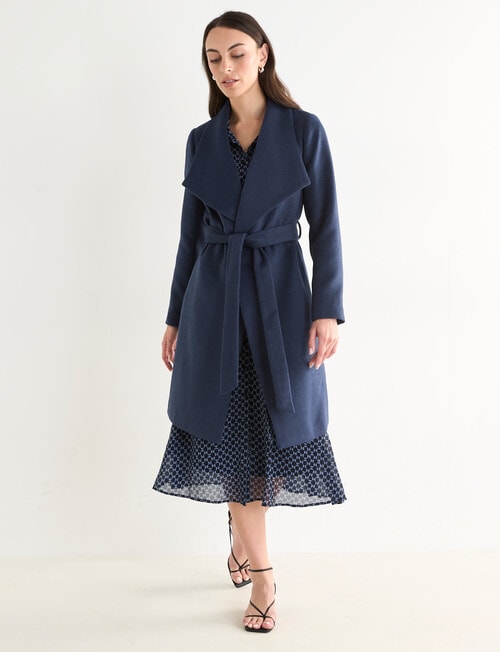 Oliver Black Long Sleeve Wrap Coat, Steel product photo View 03 L