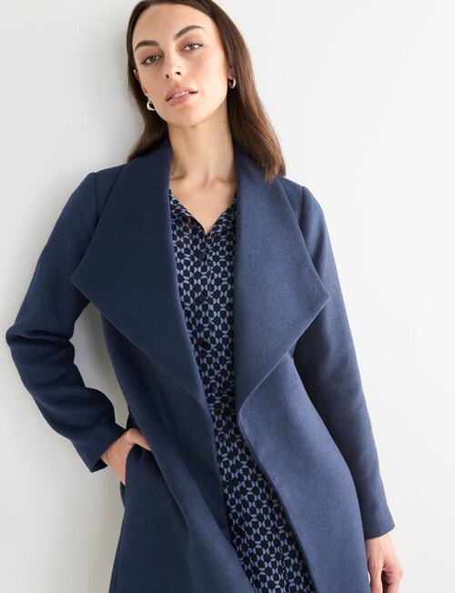 Oliver Black Long Sleeve Wrap Coat, Steel product photo View 07 L