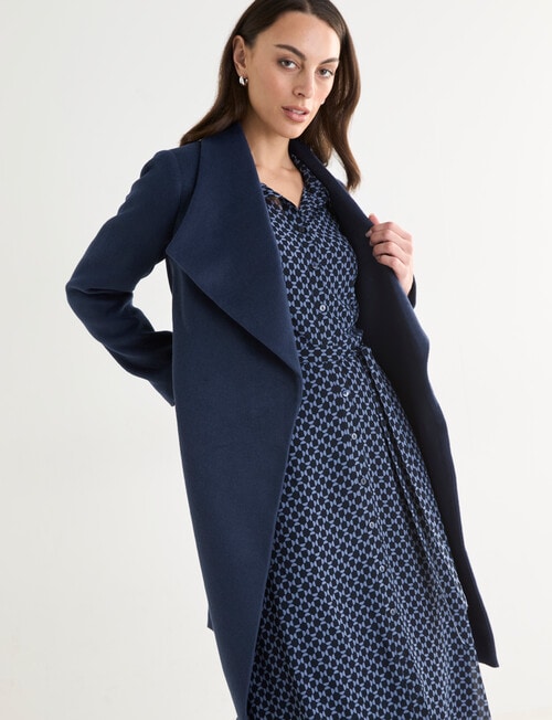 Oliver Black Long Sleeve Wrap Coat, Steel product photo View 05 L