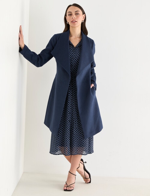 Oliver Black Long Sleeve Wrap Coat, Steel product photo View 08 L