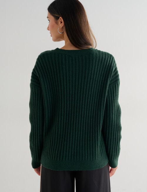 Whistle Rib Drop Shoulder Sweater, Forest product photo View 02 L