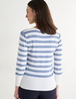 Oliver Black Puff Sleeve Stripe Top, Blue & Ivory product photo View 02 S