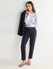 Oliver Black Puff Sleeve Stripe Top, Blue & Ivory product photo View 03 S