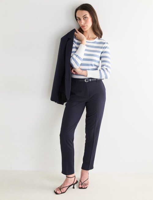 Oliver Black Puff Sleeve Stripe Top, Blue & Ivory product photo View 03 L