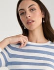 Oliver Black Puff Sleeve Stripe Top, Blue & Ivory product photo View 04 S