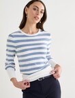 Oliver Black Puff Sleeve Stripe Top, Blue & Ivory product photo View 05 S