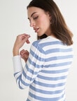 Oliver Black Puff Sleeve Stripe Top, Blue & Ivory product photo View 06 S