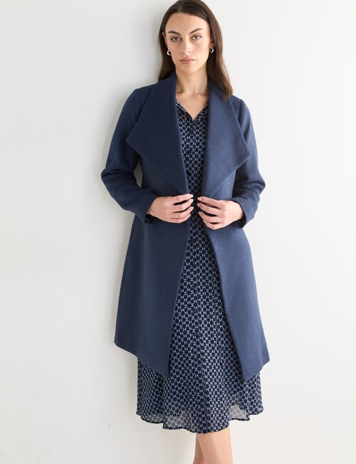 Oliver Black Long Sleeve Wrap Coat, Steel product photo View 06 L