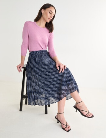 Oliver Black Sunray Pleated Skirt, Navy & Blue product photo