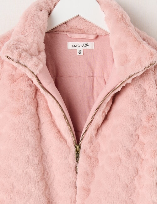 Mac & Ellie Hearts Faux Fur Bomber Jacket, Blush product photo View 02 L